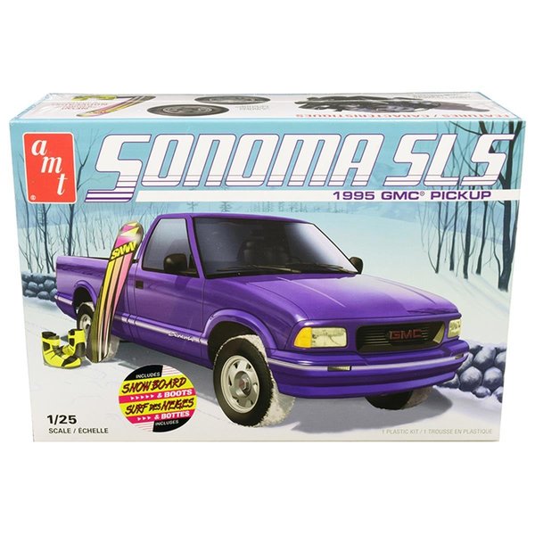 Amt Skill 2 Model Kit 1995 GMC Sonoma SLS Pickup Truck with Snowboard & Boots 1 by 25 Scale Model AM95771